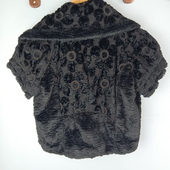 McGinn Knightsbridge Vintage Black Cropped Faux Fur Short Sleeve Jacket Coat - Picture 2 of 4
